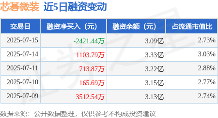 本信选配 芯碁微装：7月15日融券卖出400股，融资融券余额3.1亿元