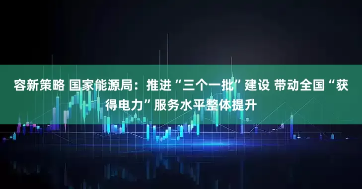 容新策略 国家能源局：推进“三个一批”建设 带动全国“获得电力”服务水平整体提升